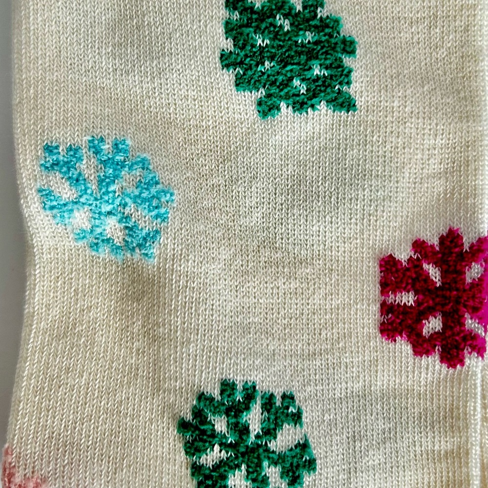 đ¸NWT Womenâs J. Crew Factory Snowflake Socks. Maroon/Green/Turquoise/ Multi. - Picture 2 of 4